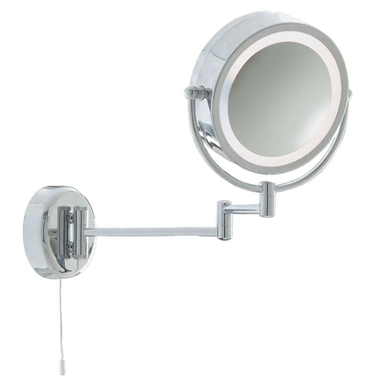 Photo of Illuminated bathroom mirror with swing arm in chrome