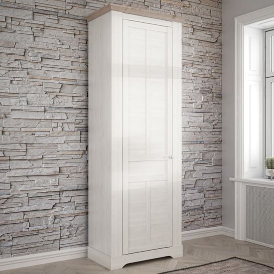 Product photograph of Iloilo Wooden Hallway Wardrobe 1 Door In Nelson Oak Snowy Oak from Furniture in Fashion