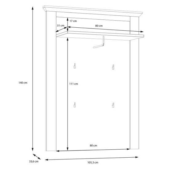 Iloilo Wooden Wall Coat Rack Panel In Nelson Oak And Snowy Oak