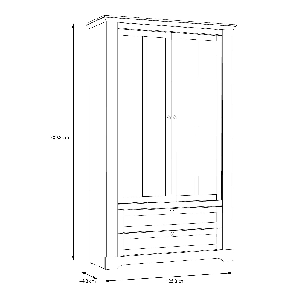 Iloppa Wooden Display Cabinet With 2 Door 2 Drawer In Snowy Oak