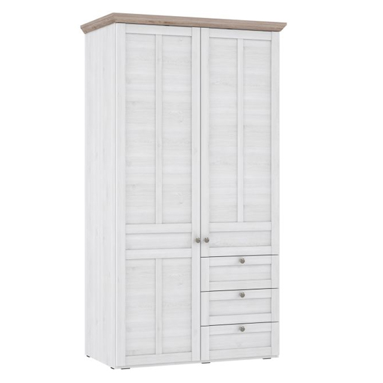 Product photograph of Iloppa Wooden Wardrobe With 2 Doors In Nelson Oak And Snowy Oak from Furniture in Fashion