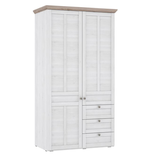 Read more about Iloppa wooden wardrobe with 2 doors in nelson oak and snowy oak