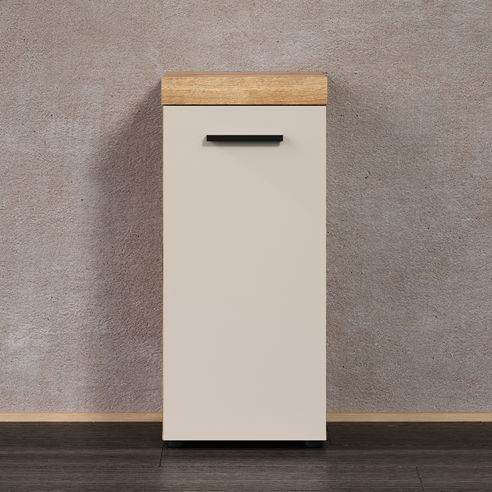 Ilrano Wooden Bathroom Cabinet in Cashmere and Evoke Oak