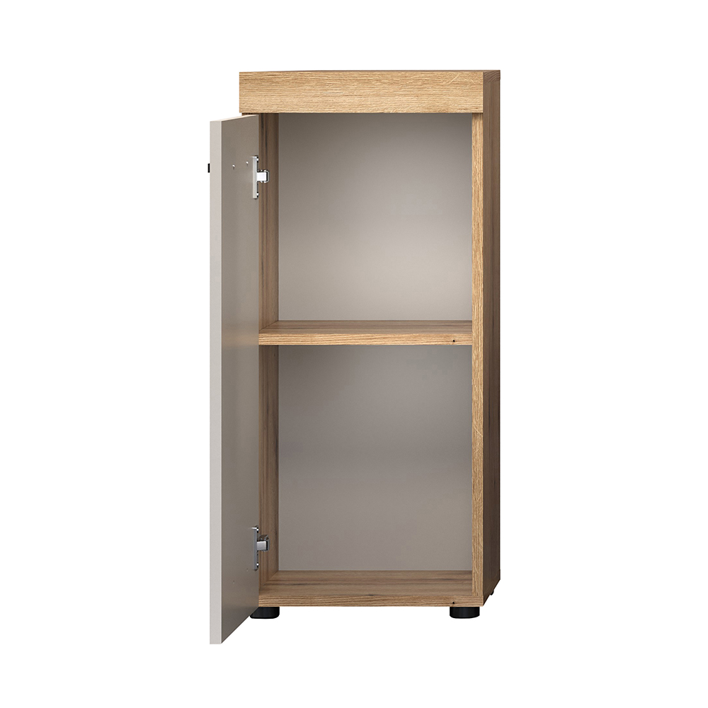 Ilrano Wooden Bathroom Cabinet in Cashmere and Evoke Oak