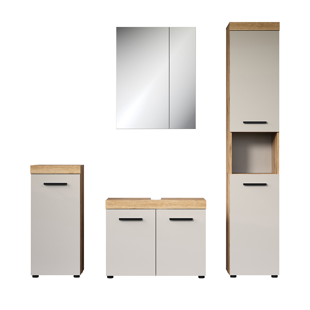 Ilrano Wooden Bathroom Furniture Set in Cashmere and Evoke Oak