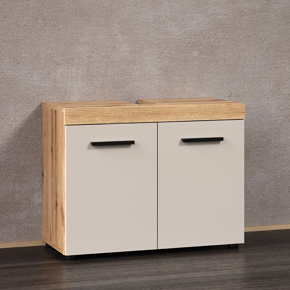 Ilrano Wooden Vanity Unit in Cashmere and Evoke Oak