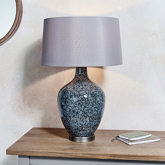 Read more about Ilsa mink faux silk cylinder shade table lamp in black