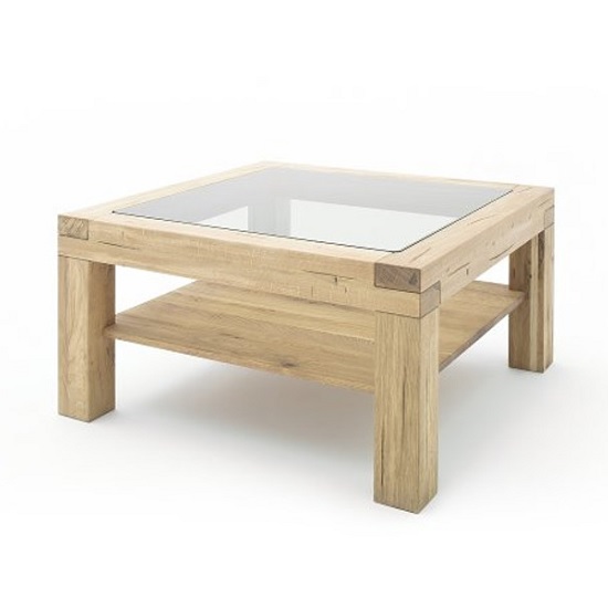 Imago Contemporary Glass Coffee Table Square In Wild Oak Furniture in