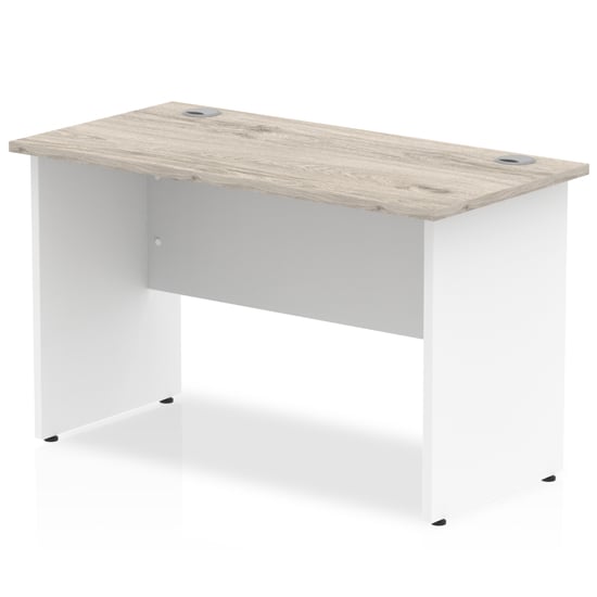 Read more about Impales 600mm computer desk in grey oak and white panel end leg