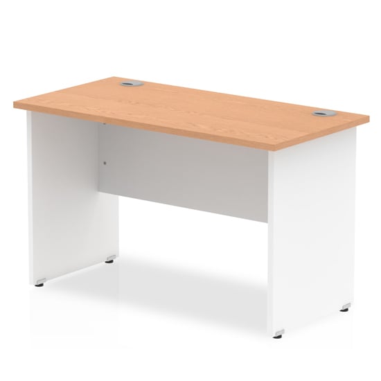 Read more about Impales 600mm computer desk in oak and white panel end leg