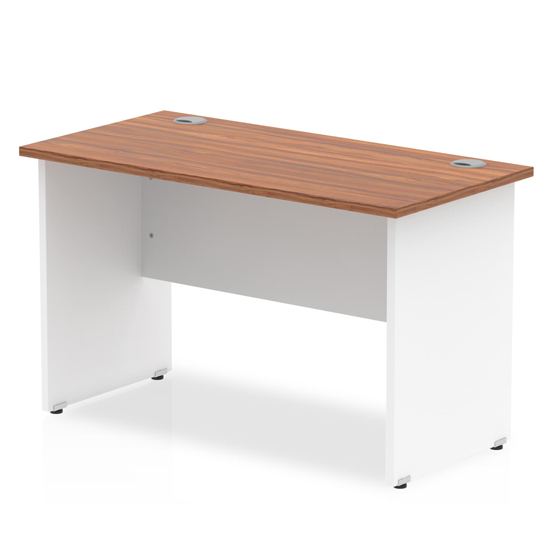 Read more about Impales 600mm computer desk in walnut and white panel end leg