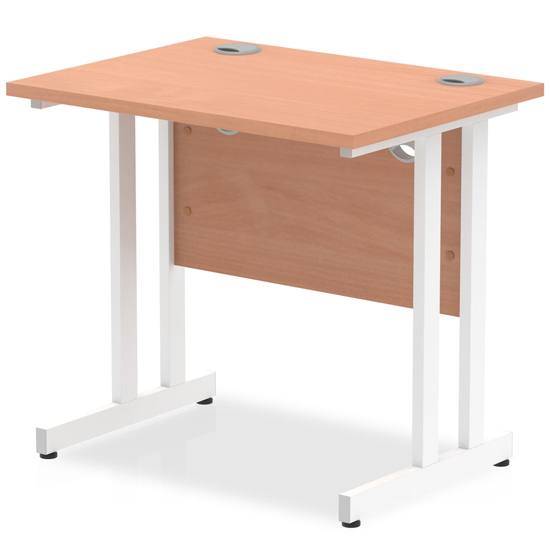 Read more about Impels 800mm computer desk in beech and white cantilever leg