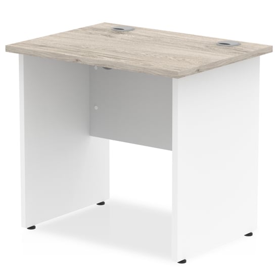 Read more about Impels 800mm computer desk in grey oak and white panel end leg