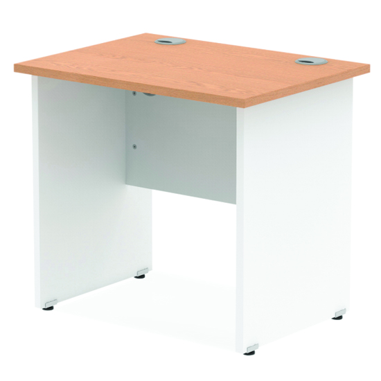 Read more about Impels 800mm computer desk in oak and white panel end leg