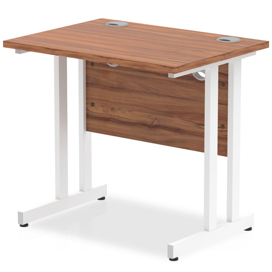 Read more about Impels 800mm computer desk in walnut and white cantilever leg