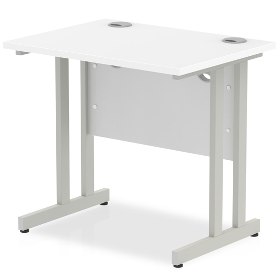 Read more about Impels 800mm computer desk in white and silver cantilever leg