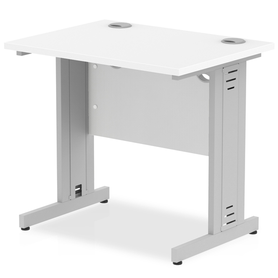 Read more about Impels 800mm computer desk in white and silver managed leg
