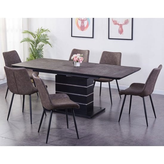 Imperia Extending Tufftop Dark Brown Dining Table With 6 Chairs