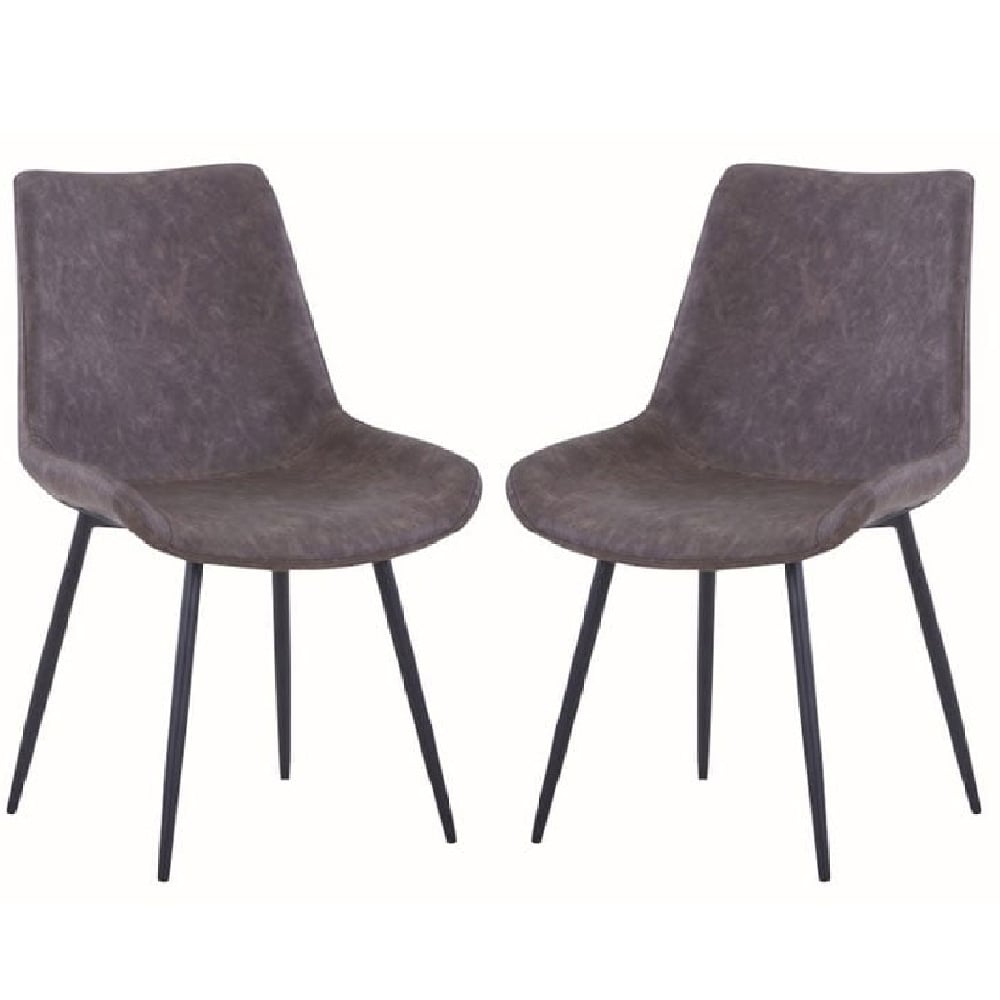 Read more about Imperia dark brown fabric upholstered dining chairs in a pair