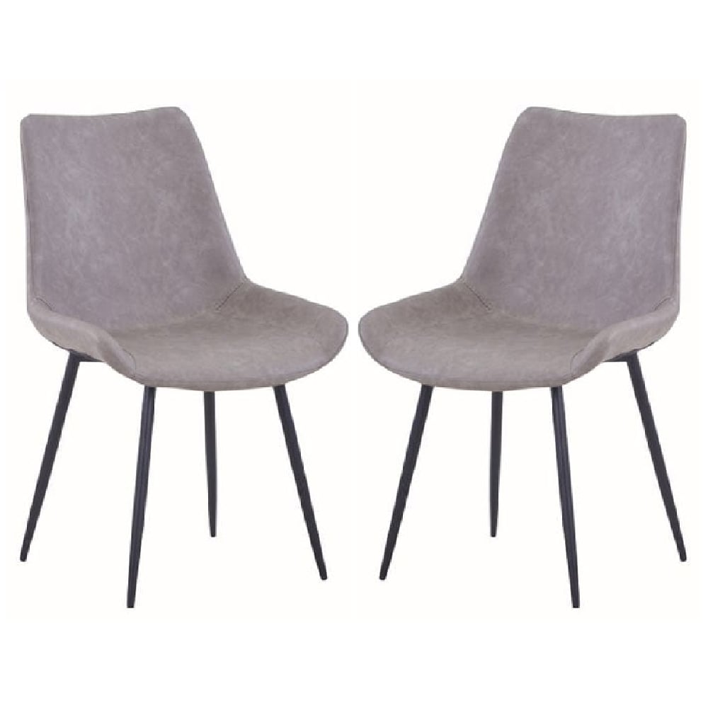 Read more about Imperia light grey fabric upholstered dining chairs in a pair