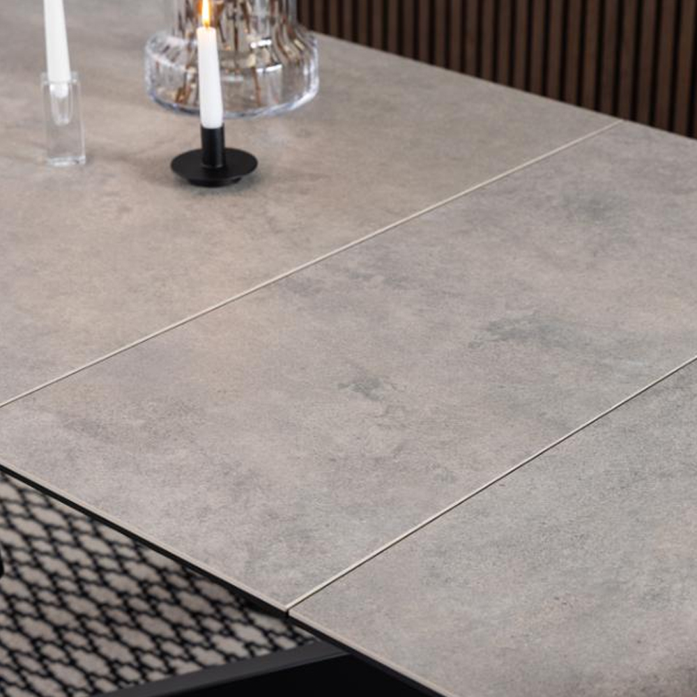 Imperia Large Ceramic Extending Dining Table In Grey Anista