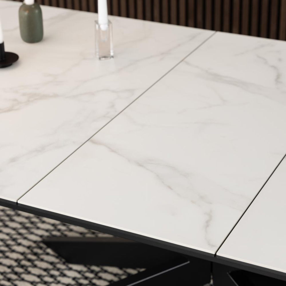 Imperia Large Ceramic Extending Dining Table In White Akranes