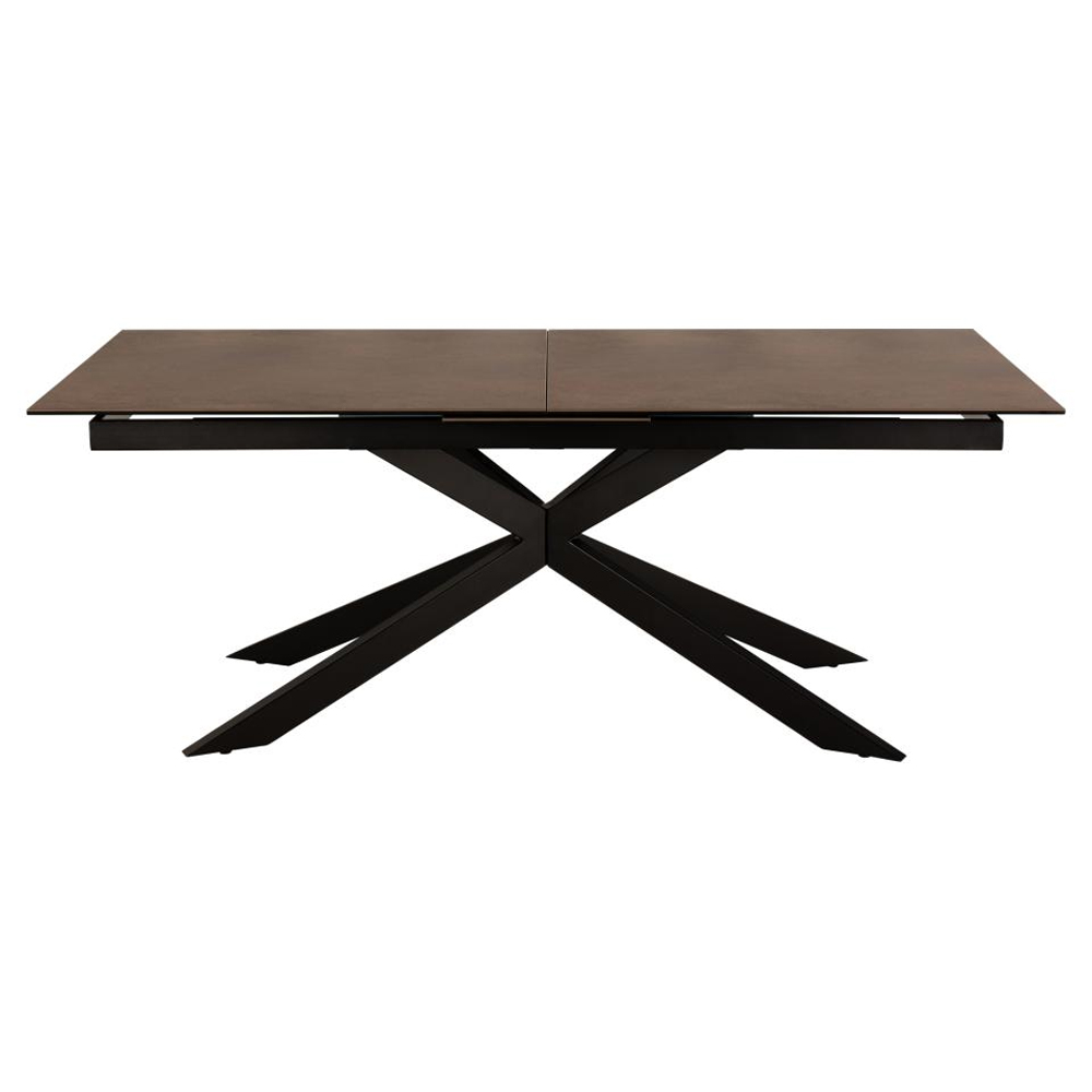 Imperia Large Ceramic Extending Dining Table In Rusty Brown Lemco