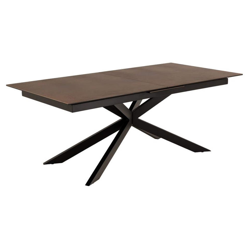 Imperia Large Ceramic Extending Dining Table In Rusty Brown Lemco