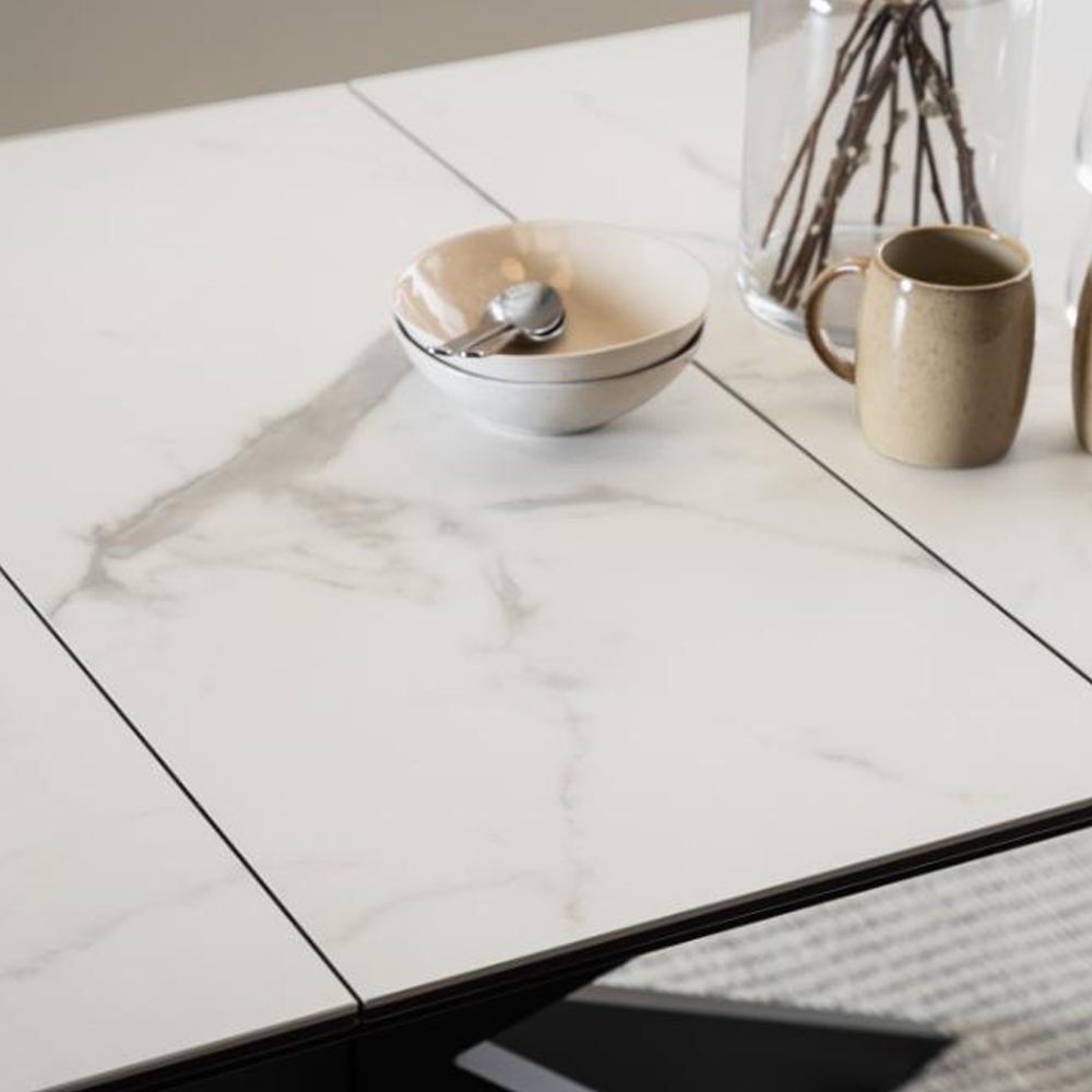 Imperia Small Ceramic Extending Dining Table In White Akranes