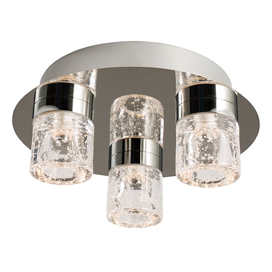 Product photograph of Imperial 3 Lights Clear Glass Flush Ceiling Light In Chrome from Furniture in Fashion