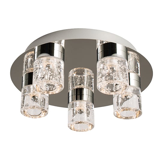 Product photograph of Imperial 5 Lights Clear Glass Flush Ceiling Light In Chrome from Furniture in Fashion