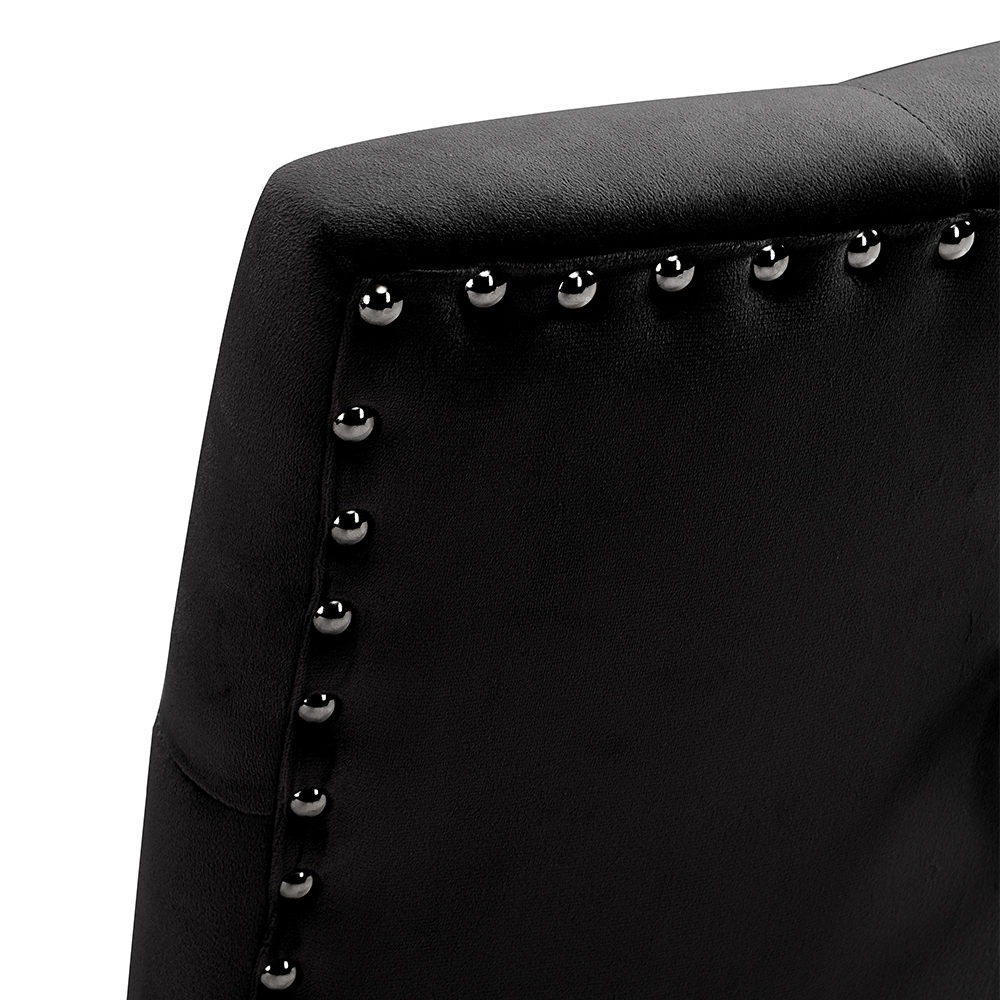 Imperial Black Velvet Button Back Dining Chairs In Pair