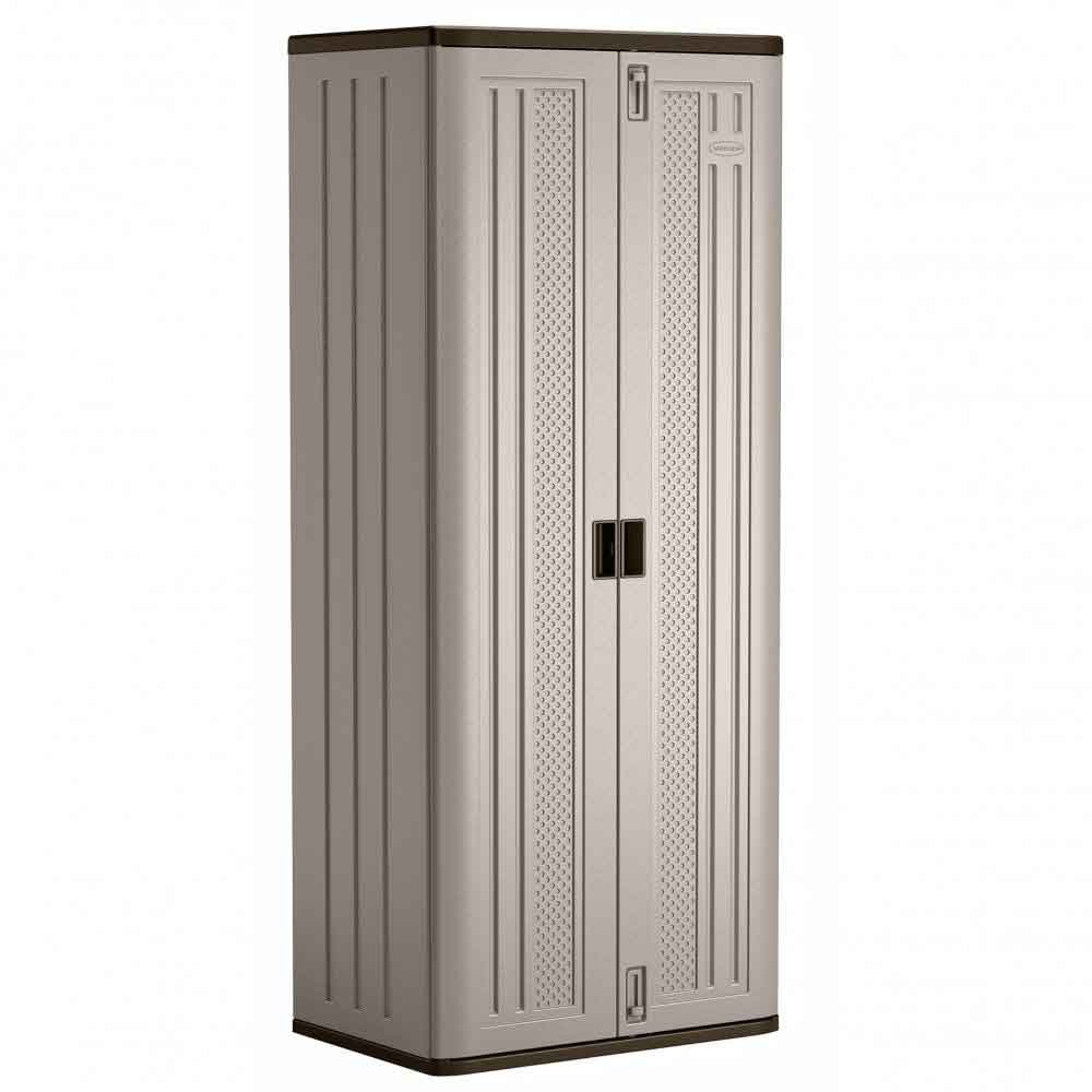 Imperial Reinforced Resin Garden Tall Storage Cabinet in Light Brown