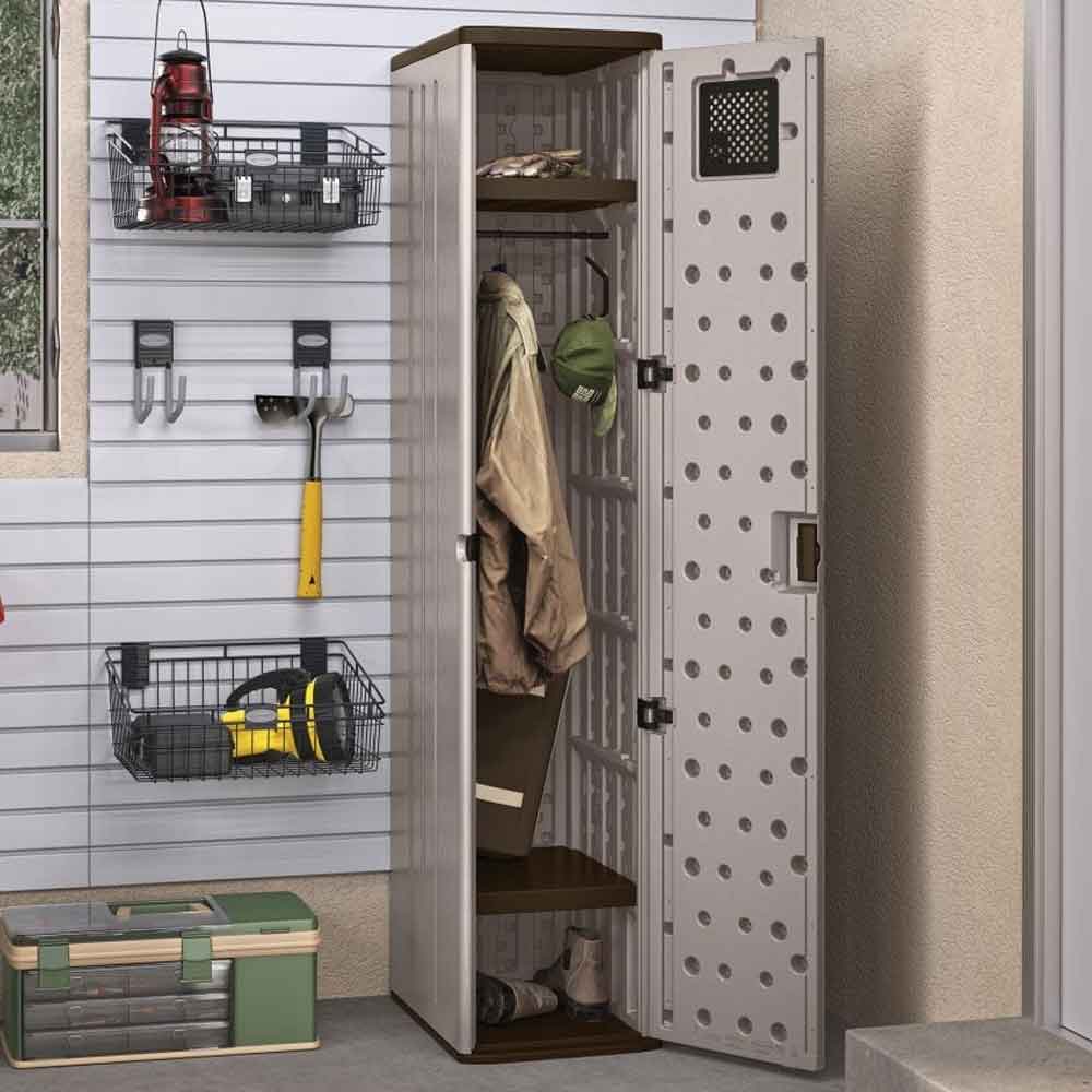 Imperial Reinforced Resin Garden Tall Storage Locker in Light Brown