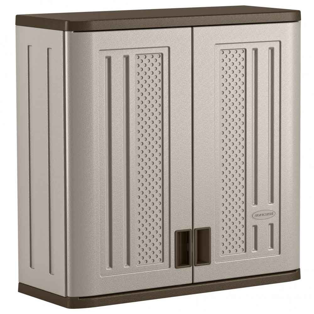 Imperial Reinforced Resin Garden Wall Storage Cabinet in Light Brown