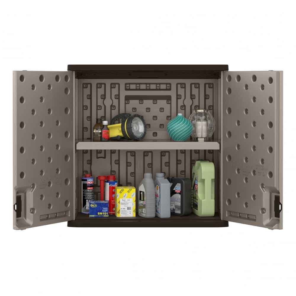 Imperial Reinforced Resin Garden Wall Storage Cabinet in Light Brown