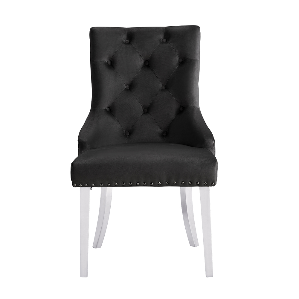 Imperial Velvet Button Back Dining Chair In Black