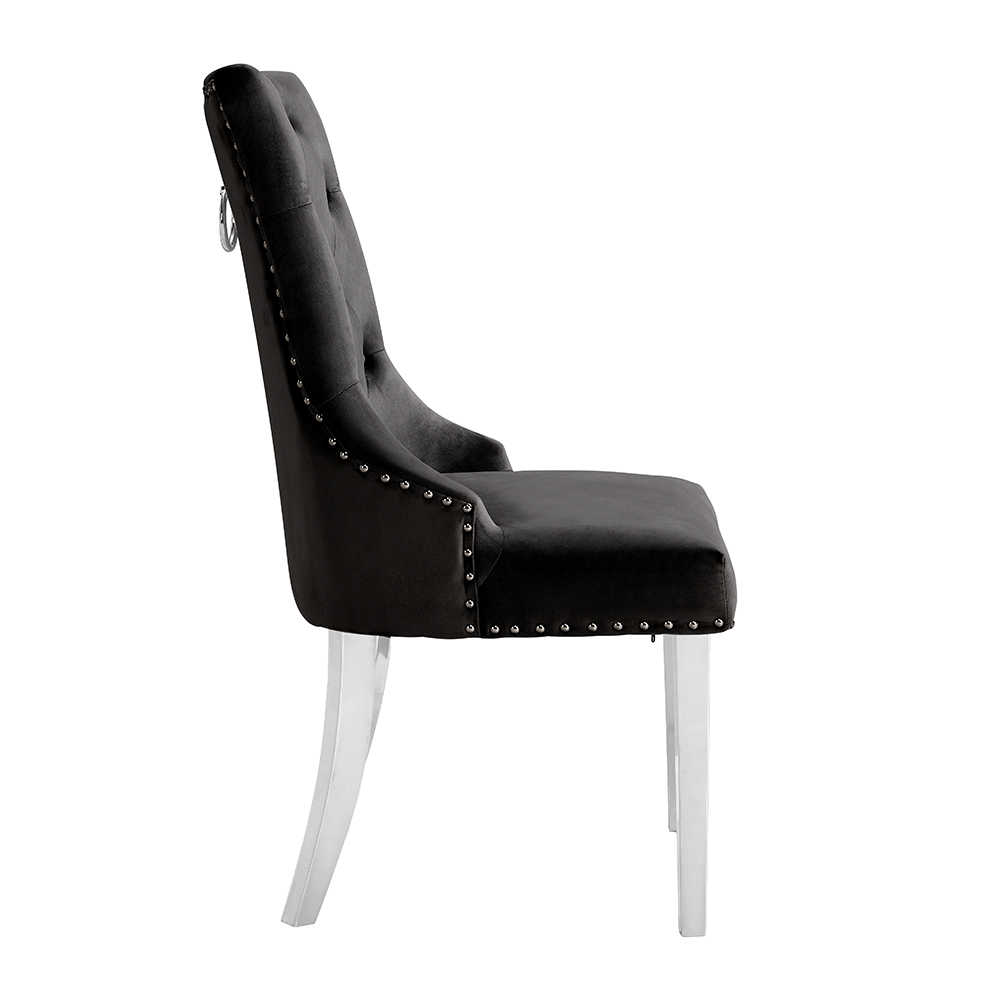 Imperial Velvet Button Back Dining Chair In Black