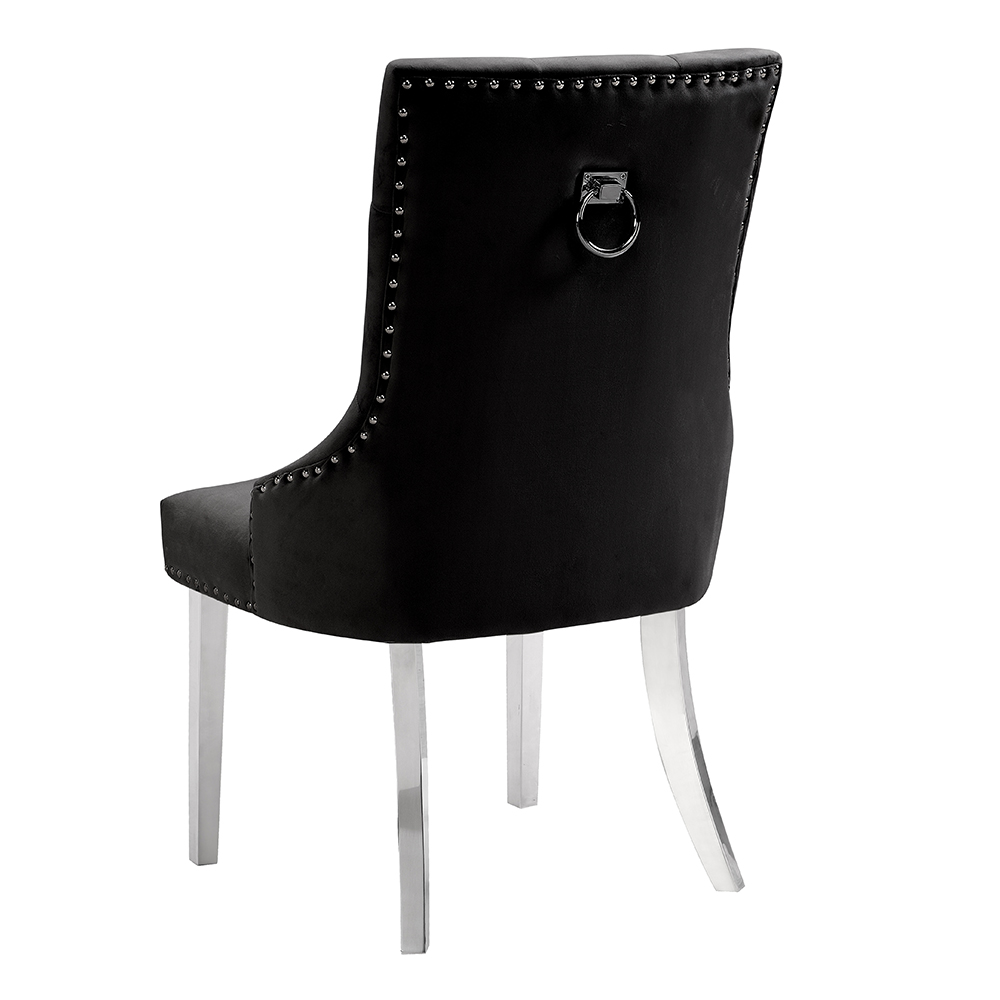 Imperial Velvet Button Back Dining Chair In Black