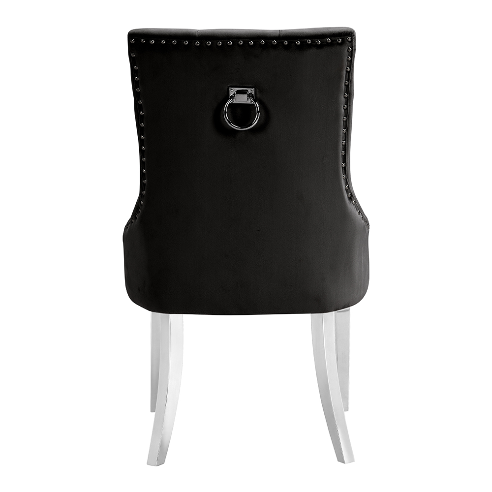 Imperial Velvet Button Back Dining Chair In Black