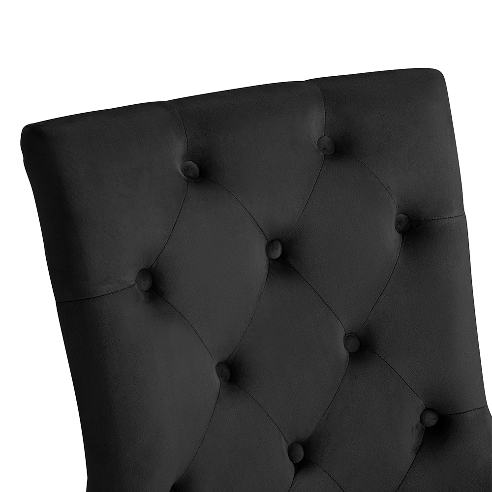 Imperial Velvet Button Back Dining Chair In Black