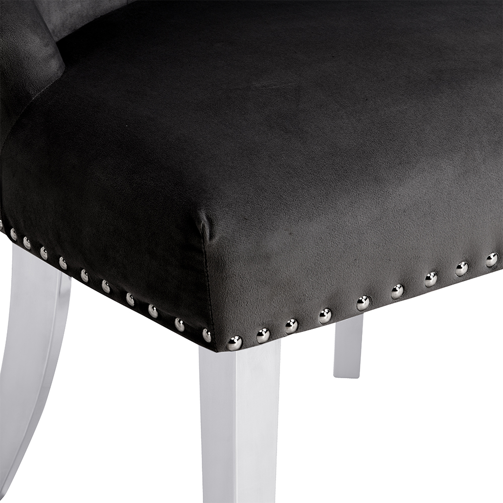 Imperial Velvet Button Back Dining Chair In Black