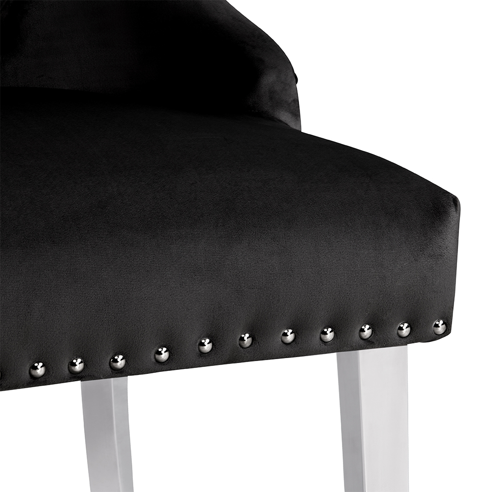 Imperial Velvet Button Back Dining Chair In Black
