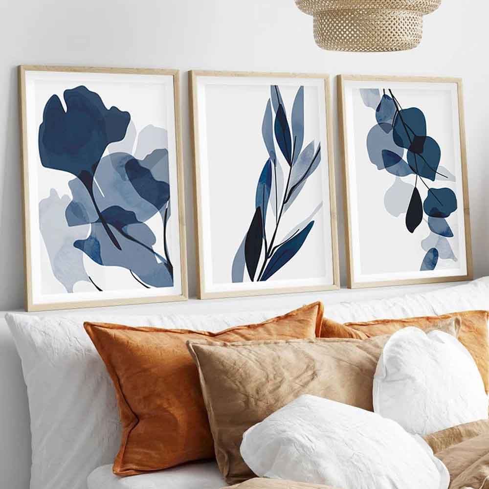 Impressionist Wooden 20x30cm Indigo Art of Frame Set of 3 in Multicolour
