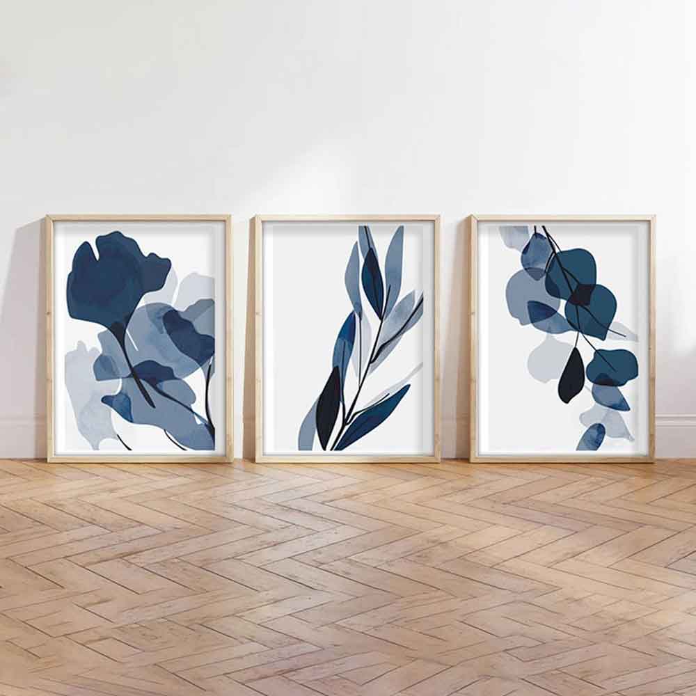 Impressionist Wooden 20x30cm Indigo Art of Frame Set of 3 in Multicolour