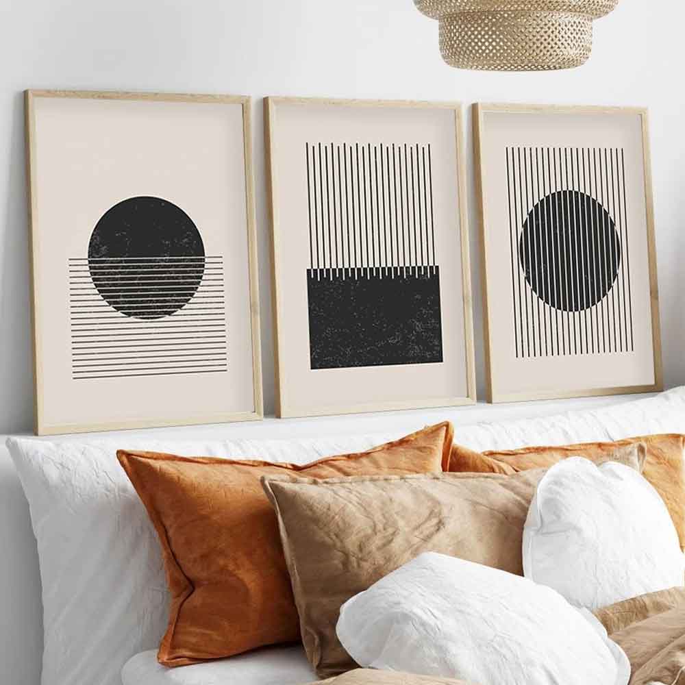 Impressionist Wooden 20x30cm Linear Equilibrium Art of Frame Set of 3 in Multicolour