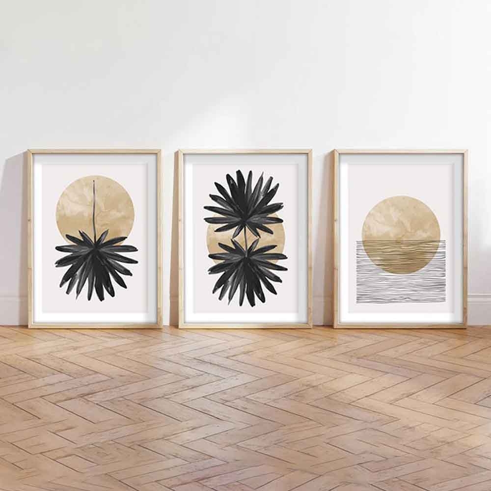 Impressionist Wooden 20x30cm Palm Art of Frame Set of 3 in Multicolour