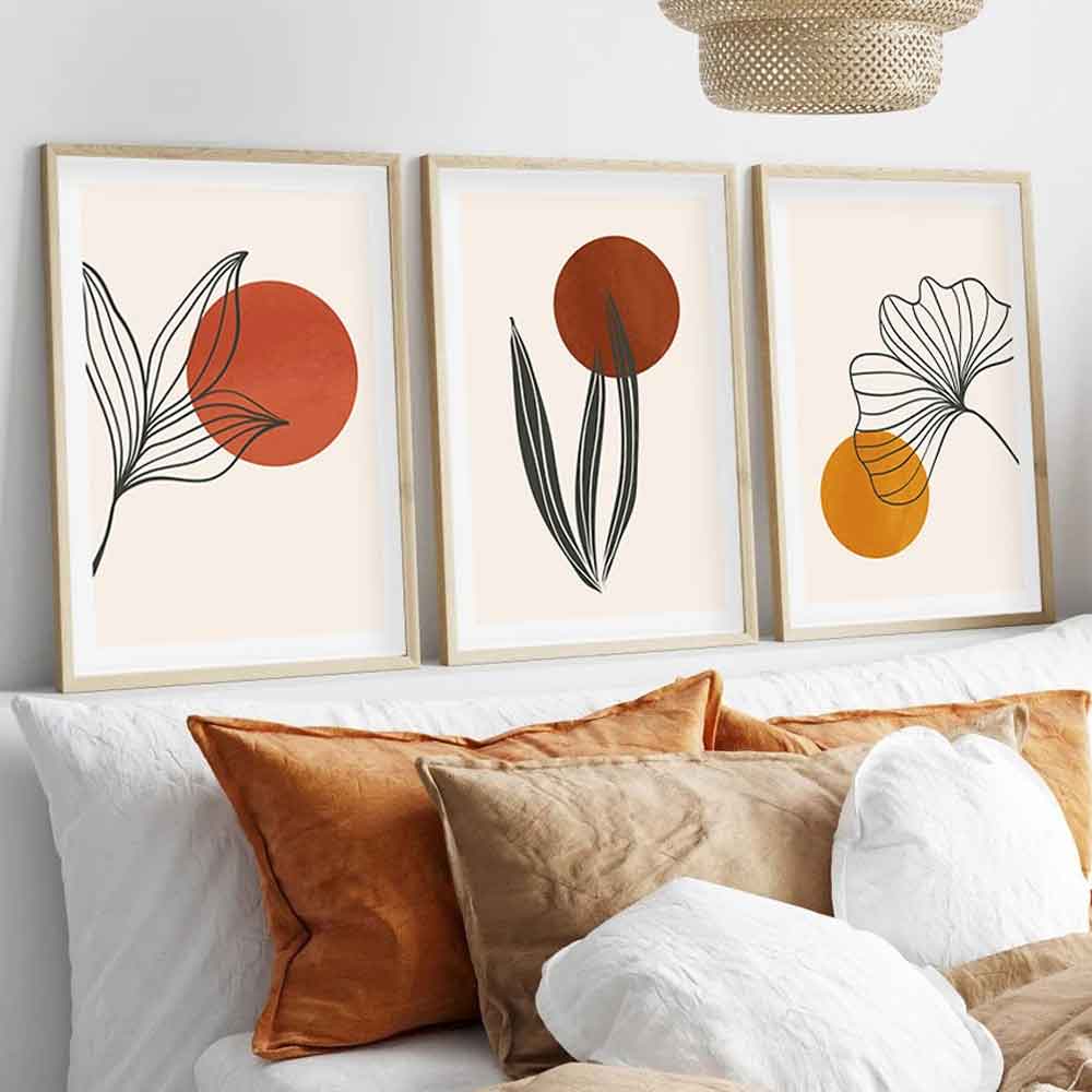 Impressionist Wooden 30x40cm Terra Flora Art Frame Set of 3 in Multicolour