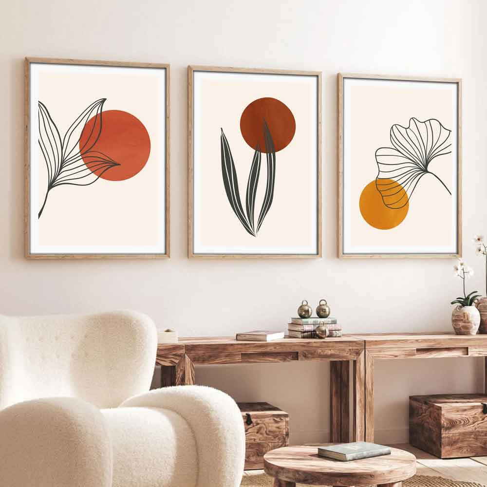Impressionist Wooden 30x40cm Terra Flora Art Frame Set of 3 in Multicolour