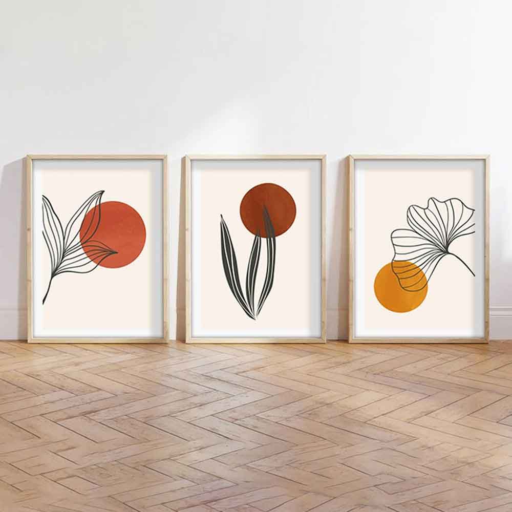 Impressionist Wooden 30x40cm Terra Flora Art Frame Set of 3 in Multicolour